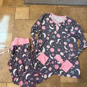 Women’s Sleepies brandPink and Gray Moon & Stars Pajamas